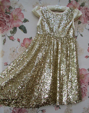 MONSOON Cream Gold Sequin Embellished Bridesmaid Party Occasion Dress 8-9 £50
