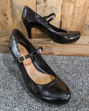 Clarks Wide Fit Black Patent
