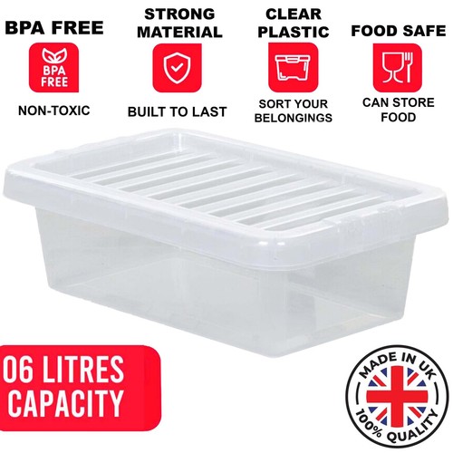 Clear plastic storage - storage, boxes