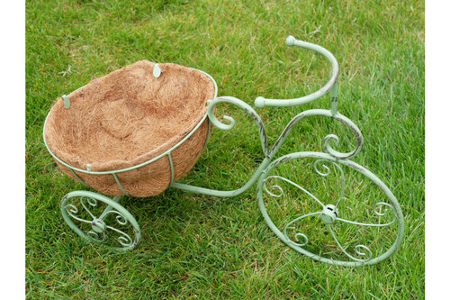 Green bicycle planter - green, basket