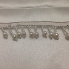 Pearl Beaded Fringe Trim Sewing Bridal Wedding Costume Crafts Corsetry 3cmX1Yard