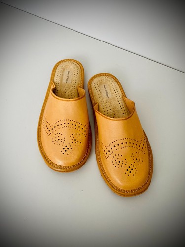 Men handmade leather slippers - leather,