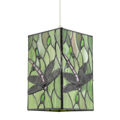 Green stained glass dragonfly - stained,