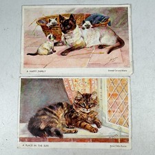2x Mabel Gear Siamese & Tabby Persian Cats Kittens Postcards USED 1950