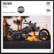 1990 Triumph Chopper 650cc Custom Bonneville Motorcycle Photo Spec Sheet Card