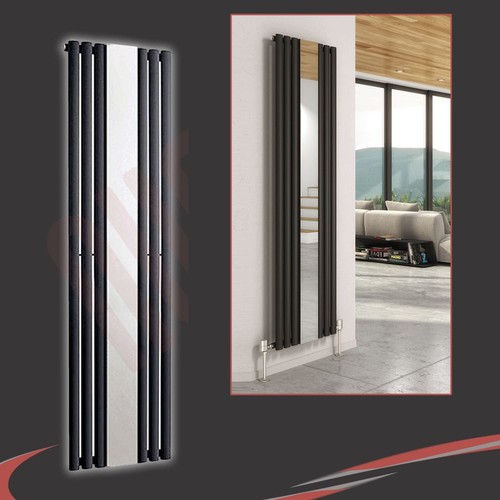 Vertical black mirror - black, radiator