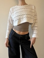 Cropped Wide Knit Loop White