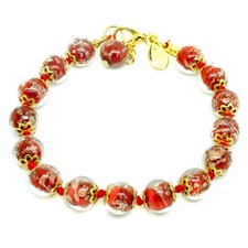 Murano Glass Bracelet Red Gold