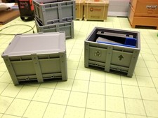 Two (2) Miniature 1/14th Scale Plastic Stackable Forklift Bulk Bins for RC