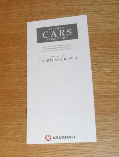 Vauxhall price guide 1990 - price,