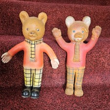 2 Vintage 1969 Bendy / SQUEAKY Rupert Bear Toy Beaverbrook Newspapers LTD -GT42