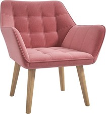 Pink Velvet Armchair Wide Arm