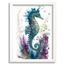 Watercolour seahorse artwork - watercolour,