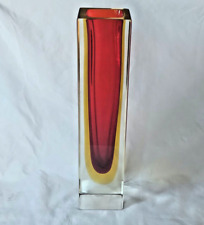 Large Italian Murano Sommerso red and amber tri-colour vase  Circa 1960’s
