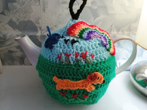 Knit crochet rainbow sausage - knit,