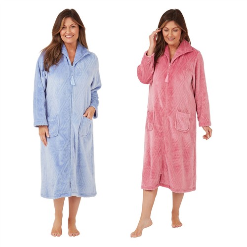 Ladies embossed dressing gown - embossed,