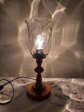 Beautiful TJX Brass & Glass Hurricane Style Shade Table Lamp 14in