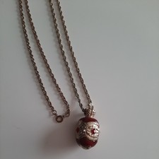Joan Rivers - Red Enamel & Crystal Egg Pendant Necklace