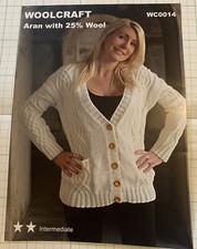 KNITTING PATTERN Aran Wool Cable V Neck Cardigan Jacket Patterns 34” - 44”