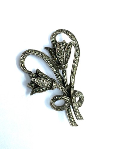 Vintage floral marcasite spray - vintage,