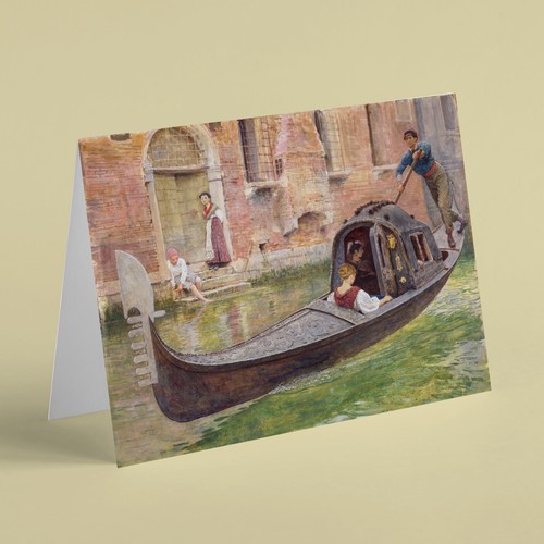 Vintage scene gondola passing