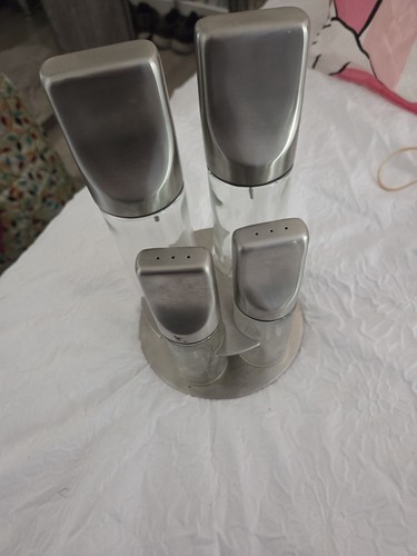 Cruet set with silver stand - set,