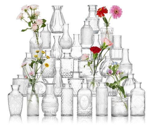 Glass bud vase set 32pcs - glass,