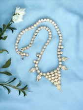 Vintage Necklace 1950S Rhinestone Flower Girl Wedding 16”