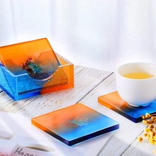 3PCS Coasters Mat Storage Holder Resin Moulds Epoxy Casting Mould Wooden Frame 