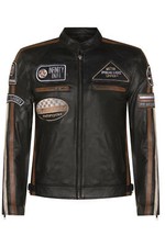 Mens Black Leather Biker