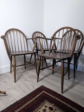 Ercol Windsor carver dining chairs, set of four, mid-century 1960