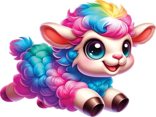 Colourful baby sheep - sheep, art