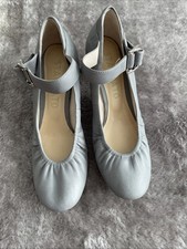 STACCATO GREY LEATHER KITTEN HEEL SHOES 3