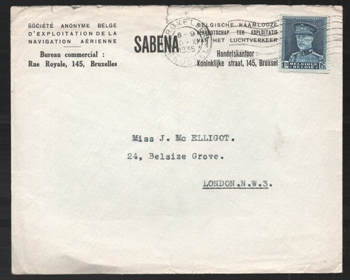 1935 belgium sabena aerial - sabena,