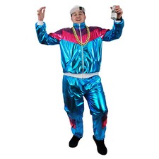 ADULT SHELL SUIT FANCY DRESS COSTUME CHAV 1980'S SHINY TRACKSUIT MEN'S WOMEN'S
