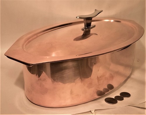 Mcm fish vtg copper pan - fish,