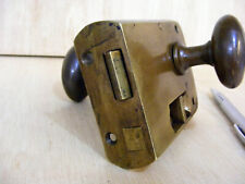 RARE VINTAGE / ANTIQUE BRASS TOILET LOCK-PERSONAL SLIDE BOLT-SOLID BRASS HANDLES