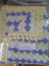 Handmade crochet multipurpose throw, 36"x30" lavender lemon white