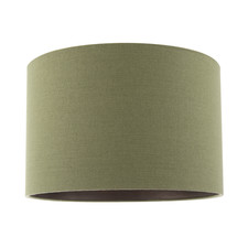 Sleek Olive Green Lamp Shade in Linen Fabric with Bronze Resin Inner by Happy...