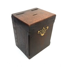 Antique Wooden Church Used Wall Hanging / Tabletop Money Collection Box c.1880