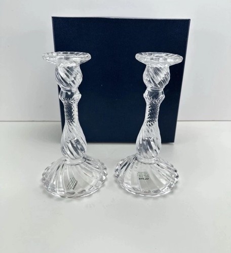 Crystal swirled candlesticks - crystal,