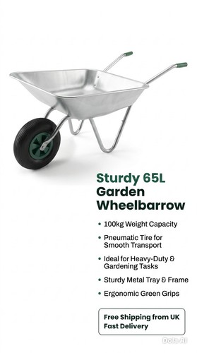 Sturdy 65l garden wheelbarrow - sturdy,