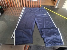 TRUE VINTAGE ADIDAS TREFOIL NAVY JOGFING BOTTOMS WIDE LEG SIZE: L
