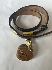 Juicy Couture Leather Bracelet with Charms  gold tone heart