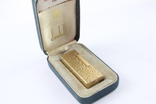 Dunhill Boxed Rollagas Gold Plated Pocket Lighter w/ Hammer Texture