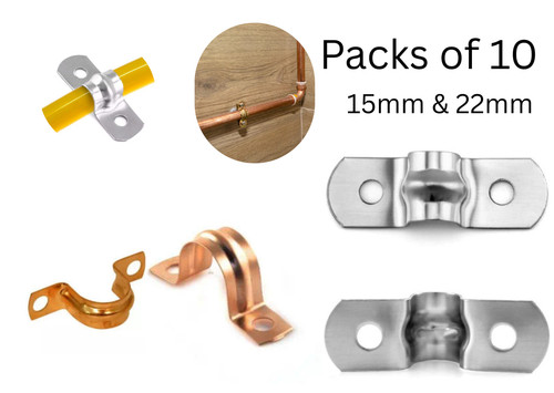 Copper saddle pipe clips 15mm - pipe,