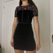 Blue Velvet Dress With Lace Size 8 by Millie Mackintosh