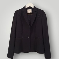 REISS Black 100% Wool Tailored Blazer Jacket Women's Size Medium 10-12