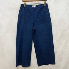 M&S Women’s Wide Leg Cropped Trousers Indigo Blue Size 14 Regular