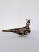 Vintage Murano Style Art Glass Dove Bird Figurine Sculpture Yellow White Black